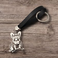 SKÓRZANY BRELOK DO KLUCZY buldog francuski