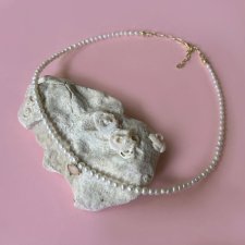 Srebrny naszyjnik z perłami, srebro 925 pokryte 24K złotem