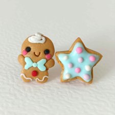 Pastelowe kolczyki pierniczek i gwiazdka