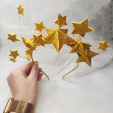 Opaska z gwiazdami galaktyka , srebrna korona , błyszcząca ozdoba świąteczna na głowę