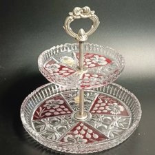 Kryształowa dwukolorowa patera Anna Hütte vintage