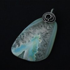 Amora - bardzo duży srebrny wisior z agatem, wire-wrapping