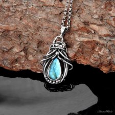 Naszyjnik srebrny z labradorytem elficki owad