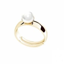 pierścionek regulowany z perełką - srebro złocone