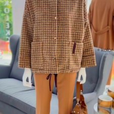 Kurtka z flauszowej kratki Merino Wool