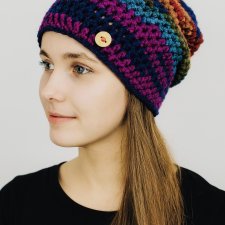 Kolorowa gruba czapka smerf ręcznie robiona