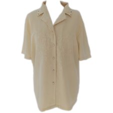 Vintage bluzka koszula pastelowa łososiowa z haftem