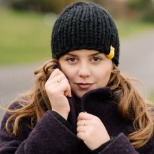 NOLA krótka wełniana czapka czarna