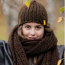 NOLA krótka wełniana czapka brązowa