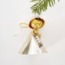 Aniołek złoto- srebrny, zawieszka choinkowa ręcznie wykonana