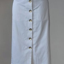 Vintage prosta spódnica midi bawełniana zapinana na guziki M ecru