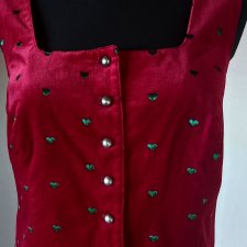 Vintage  czerwona kamizelka top folk trachten