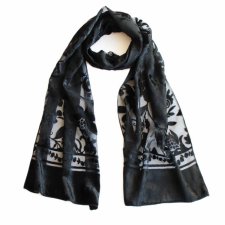 szal vintage welur transparentny retro