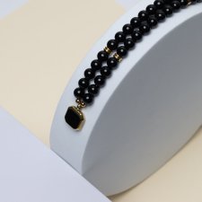 Męski Naszyjnik z Kamieni Naturalnych Onyks i stali szlachetnej 316L