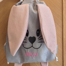 Worek z imieniem do przedszkola uszy zając personalizacja