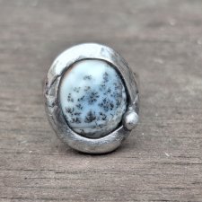 Agat dendrytowy - pierścionek regulowany