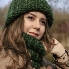 Komplet zimowy z wełny peruwiańskiej PERUVIAN WOOLY zielony