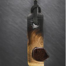 Wisiorek - obsydian mahoniowy i wiąz – biżuteria z duszą ziemi, pirografia, handmade, prezent Unique Jewelry Design; Luxury Wooden Jewellery