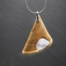 Wisiorek - akwamaryn  i wiąz – srebro 925 - biżuteria z duszą ziemi, handmade, prezent Unique Jewelry Design; Luxury Wooden Jewellery, premium