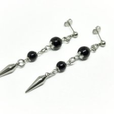 Czarne kolczyki wampirze z kolcem – gothic, dark, witchy, czarne rękdozieło