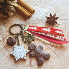 Breloczek świąteczny z czekoladowym Ludkiek i Pierniczkiem