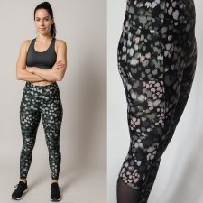 Wzorzyste legginsy treningowe F&F siateczka kieszeń na suwak S / M Hu55