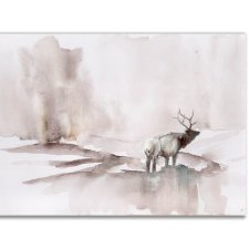 Subtelna akwarela "Jeleń w mgle" – unikalna ozdoba do Twojego wnętrza