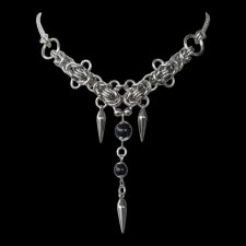 Naszyjnik choker chainmaille gothic z kolcami wampir stal cyber
