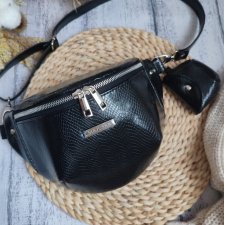 Nerka damska XL lakierowana ekoskóra z tłoczeniem + sakiewka brelok