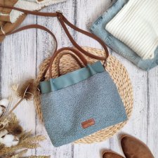 Tote bag niebieski baranek - listonoszka boucle