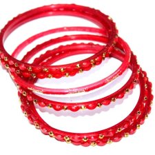 czerwone ozdobne  bransoletki Bollywood 6szt