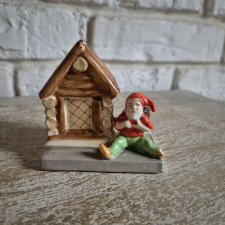 Świąteczny świecznik ceramiczny vintage