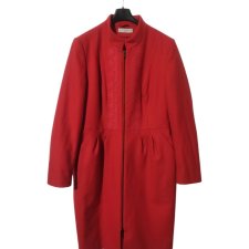 Czerwony wełniany płaszcz Vissavi L klasyczny elegancki taliowany wysoka jakość ciepły zamek