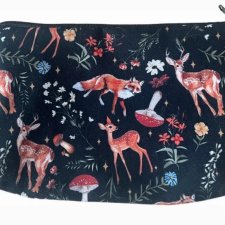 Kosmetyczka leśny print - lisy sarny grzyby Nowa