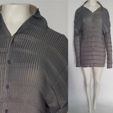 Dwustronna ciekawa koszula w geometryczne plisowane wzory Hv259