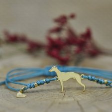 Whippet / Chart angielski - bransoletka z psem, srebro 925 pozłacane