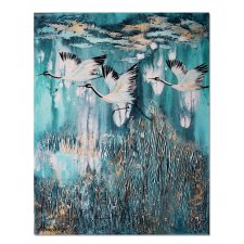 Żurawie 28 ptaki obraz do salonu malowany na płótnie