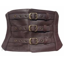 Brązowy skórzany pas gorsetowy