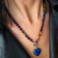 naszyjnik z kwarcu górskiego i onyksu