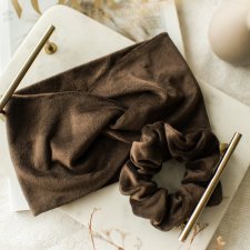 zestaw brąz: opaska i gumka