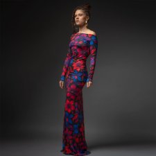 Sukienka z odsłoniętymi ramionami - Julia Maxi Flower Power