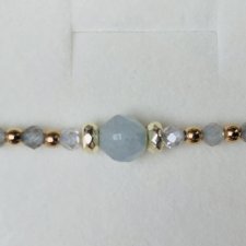 Bransoletka akwamaryn i labradoryt na jedwabiu