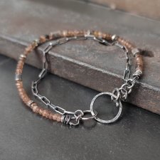 Surowa srebrna bransoletka z andaluzytem