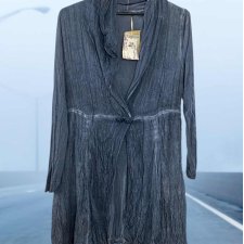 Elisa Cavaletti Płaszcz / Kardigan bombka kaptur niebieski Unikat Art & Vintage - rozmiar XXL