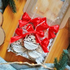 Zawieszki na choinkę kotki | Makrama ozdoby choinkowe - 5 szt.