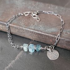 Srebrna bransoletka z akwamarynem