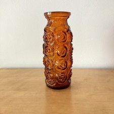 Miodowy wazon Róże Huta Laura Tarnów lata 70 vintage