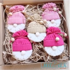 RÓŻOWE MIKOŁAJE ozdoby świąteczne na choinkę na święta prezent upominek dekoracje Święta Boże Narodzenie zestaw w pudełku