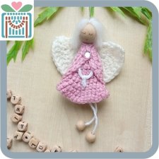 ANIOŁEK SZYDEŁKOWY ozdoby świąteczne prezent upominek dekoracje Święta Boże Narodzenie różowy