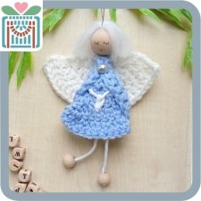 ANIOŁEK SZYDEŁKOWY ozdoby świąteczne prezent upominek dekoracje Święta Boże Narodzenie niebieski